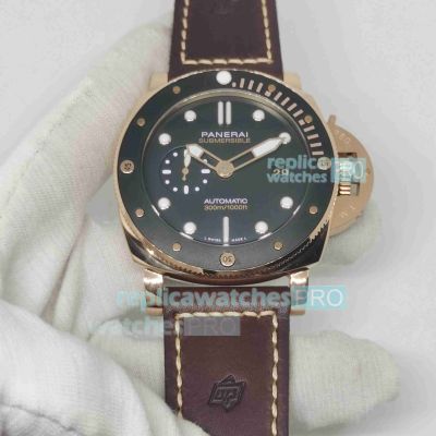 AAA Clone Panerai Luminor Submersible PAM00974 Rose Gold Case Leather Strap Watch 